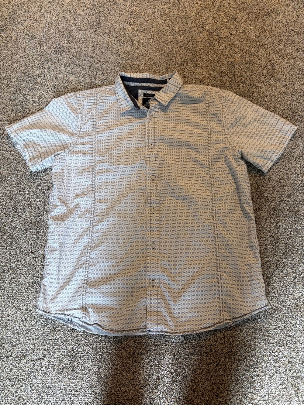 Prana Light Blue Patterned Short-Sleeve Button-Down Shirt